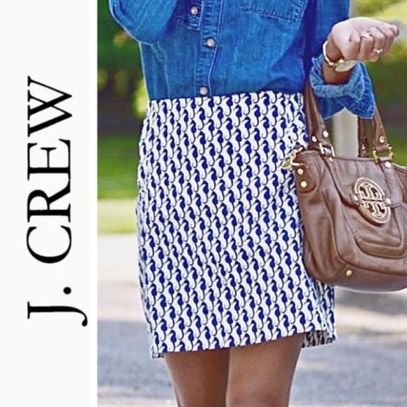 J. Crew Seahorse Print Mini Skirt - Picture 1 of 6